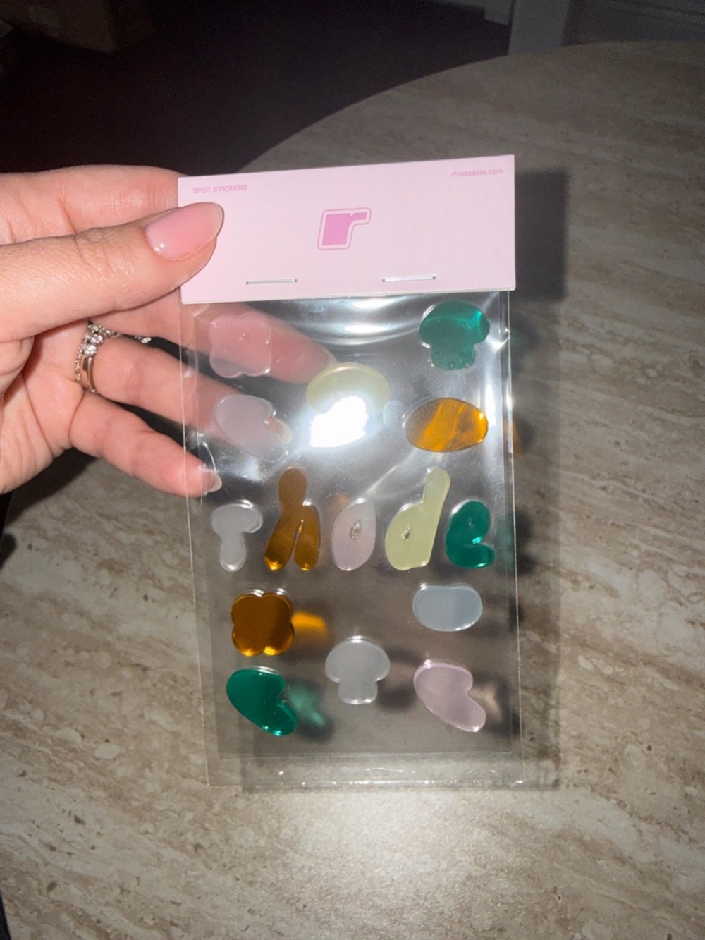 rhode skin Iridescent Letter & Shape Sticker Pack - Pink, Green, Gold